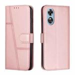 For OPPO A17 Stitching Calf Texture Buckle Leather Phone Case(Rose Gold)