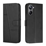 For Realme 10 4G Stitching Calf Texture Buckle Leather Phone Case(Black)