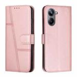 For Realme 10 4G Stitching Calf Texture Buckle Leather Phone Case(Rose Gold)