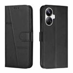 For Realme 10 Pro+ Stitching Calf Texture Buckle Leather Phone Case(Black)