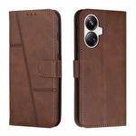 For Realme 10 Pro+ Stitching Calf Texture Buckle Leather Phone Case(Brown)