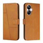 For Realme 10 Pro+ Stitching Calf Texture Buckle Leather Phone Case(Yellow)