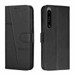 For Sony Xperia 1 IV Stitching Calf Texture Buckle Leather Phone Case(Black)