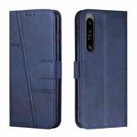 For Sony Xperia 1 IV Stitching Calf Texture Buckle Leather Phone Case(Blue)
