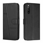 For Sony Xperia 10 IV Stitching Calf Texture Buckle Leather Phone Case(Black)