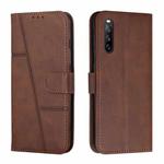 For Sony Xperia 10 IV Stitching Calf Texture Buckle Leather Phone Case(Brown)