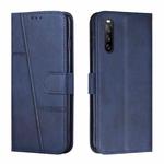 For Sony Xperia 10 IV Stitching Calf Texture Buckle Leather Phone Case(Blue)