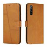 For Sony Xperia 10 IV Stitching Calf Texture Buckle Leather Phone Case(Yellow)