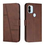 For Xiaomi Redmi A1+ Stitching Calf Texture Buckle Leather Phone Case(Brown)