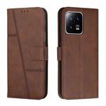 For Xiaomi 13 Pro Stitching Calf Texture Buckle Leather Phone Case(Brown)