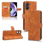 For Realme 10 Pro Skin Feel Magnetic Flip Leather Phone Case(Brown)