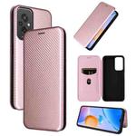 For Xiaomi Redmi 11 Prime 4G Carbon Fiber Texture Flip Leather Phone Case(Pink)