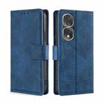 For Honor 80 Pro Skin Feel Crocodile Magnetic Clasp Leather Phone Case(Blue)