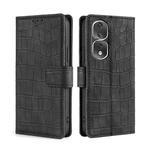 For Honor 80 Pro Skin Feel Crocodile Magnetic Clasp Leather Phone Case(Black)