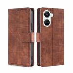 For Huawei nova 10 SE Skin Feel Crocodile Magnetic Clasp Leather Phone Case(Brown)