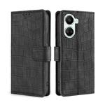 For Huawei nova 10 SE Skin Feel Crocodile Magnetic Clasp Leather Phone Case(Black)