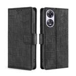 For OPPO A58 5G Skin Feel Crocodile Magnetic Clasp Leather Phone Case(Black)