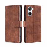 For Realme 10 4G Skin Feel Crocodile Magnetic Clasp Leather Phone Case(Brown)