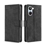 For Realme 10 4G Skin Feel Crocodile Magnetic Clasp Leather Phone Case(Black)