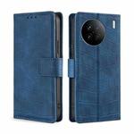 For vivo X90 Skin Feel Crocodile Magnetic Clasp Leather Phone Case(Blue)