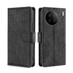 For vivo X90 Skin Feel Crocodile Magnetic Clasp Leather Phone Case(Black)