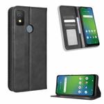 For Cricket Icon 4 Magnetic Buckle Retro Texture Leather Phone Case(Black)