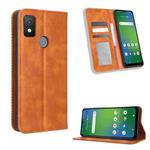For Cricket Icon 4 Magnetic Buckle Retro Texture Leather Phone Case(Brown)