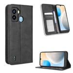 For Tecno Pop 6 BE7 Magnetic Buckle Retro Texture Leather Phone Case(Black)