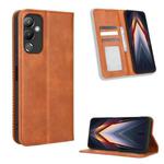 For Tecno Pova 4 Magnetic Buckle Retro Texture Leather Phone Case(Brown)