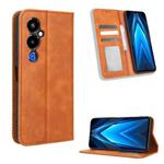 For Tecno Pova 4 Pro Magnetic Buckle Retro Texture Leather Phone Case(Brown)