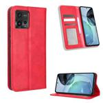 For Motorola Moto G72 4G Magnetic Buckle Retro Texture Leather Phone Case(Red)