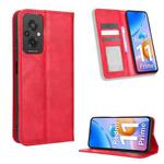 For Xiaomi Redmi 11 Prime 4G Magnetic Buckle Retro Texture Leather Phone Case(Red)