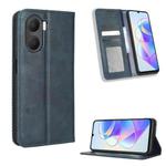 For Honor Play 40 Plus Magnetic Buckle Retro Texture Leather Phone Case(Blue)