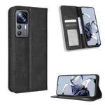 For Xiaomi 12T Pro Magnetic Buckle Retro Texture Leather Phone Case(Black)