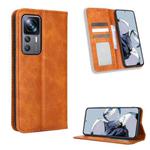 For Xiaomi 12T Pro Magnetic Buckle Retro Texture Leather Phone Case(Brown)