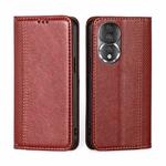 For Honor 80 Grid Texture Magnetic Flip Leather Phone Case(Red)