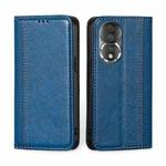 For Honor 80 Grid Texture Magnetic Flip Leather Phone Case(Blue)