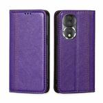 For Honor 80 Grid Texture Magnetic Flip Leather Phone Case(Purple)