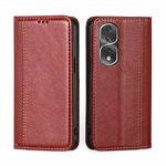 For Honor 80 Pro Grid Texture Magnetic Flip Leather Phone Case(Red)