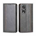 For Honor 80 Pro Grid Texture Magnetic Flip Leather Phone Case(Grey)