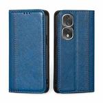 For Honor 80 Pro Grid Texture Magnetic Flip Leather Phone Case(Blue)