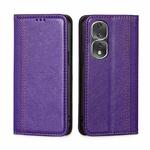 For Honor 80 Pro Grid Texture Magnetic Flip Leather Phone Case(Purple)