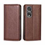 For Honor 80 Pro Grid Texture Magnetic Flip Leather Phone Case(Brown)