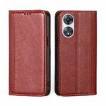 For OPPO A58 5G Grid Texture Magnetic Flip Leather Phone Case(Red)