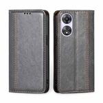For OPPO A58 5G Grid Texture Magnetic Flip Leather Phone Case(Grey)