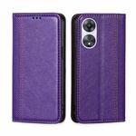 For OPPO A58 5G Grid Texture Magnetic Flip Leather Phone Case(Purple)