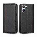 For Realme 10 4G Grid Texture Magnetic Flip Leather Phone Case(Black)