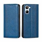 For Realme 10 4G Grid Texture Magnetic Flip Leather Phone Case(Blue)