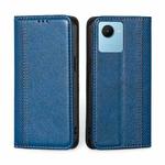For Realme C30s Grid Texture Magnetic Flip Leather Phone Case(Blue)