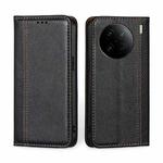For vivo X90 Pro+ Grid Texture Magnetic Flip Leather Phone Case(Black)